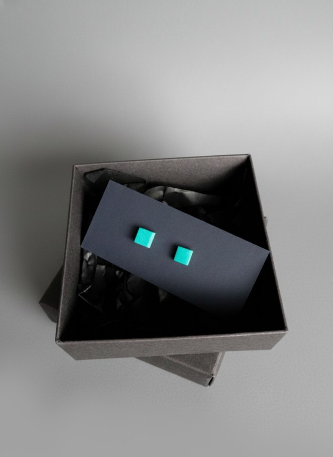 017 | Žali kvadratiniai auskarai